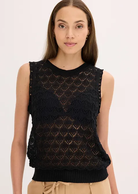 Topp med hullstrikk, bonprix