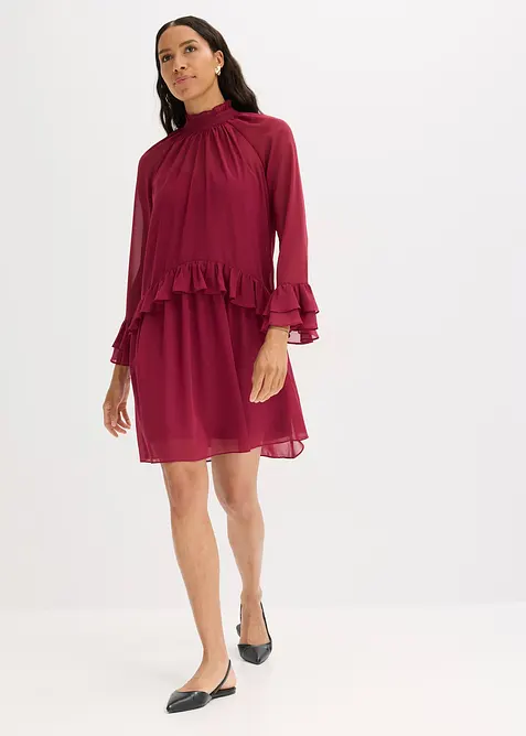 Chiffonkjole med volanger, bonprix