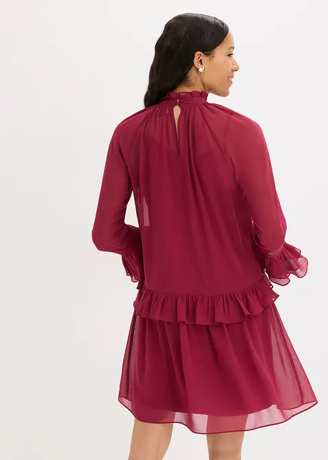 Chiffonkjole med volanger, bonprix