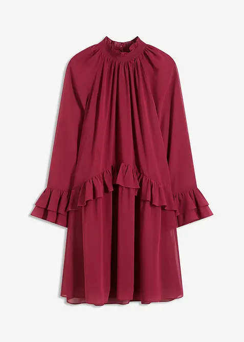 Chiffonkjole med volanger, bonprix