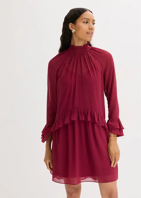 Chiffonkjole med volanger, bonprix