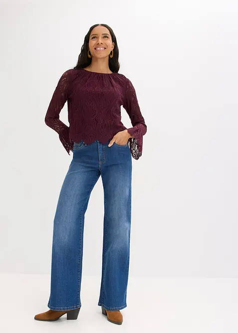 Bluse med volanger, bonprix