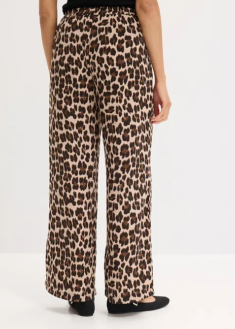 Bukse i lett sateng med vide ben, bonprix