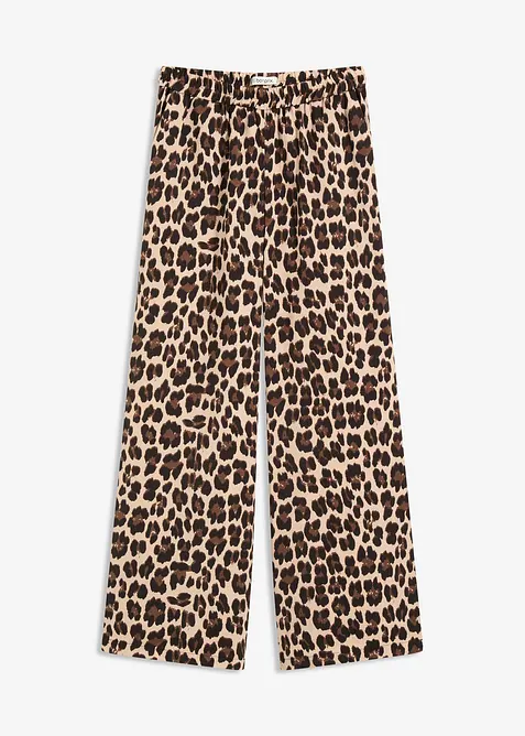 Bukse i lett sateng med vide ben, bonprix