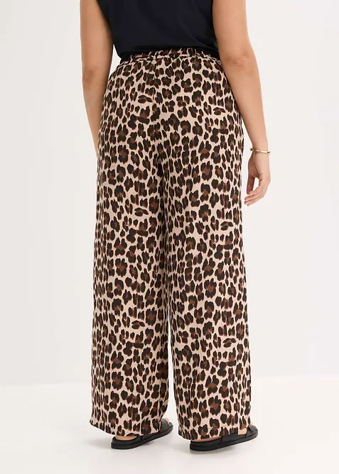 Bukse i lett sateng med vide ben, bonprix