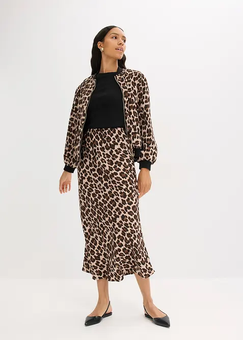 Midiskjørt av fint fallende sateng, bonprix