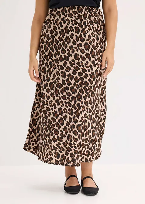 Midiskjørt av fint fallende sateng, bonprix