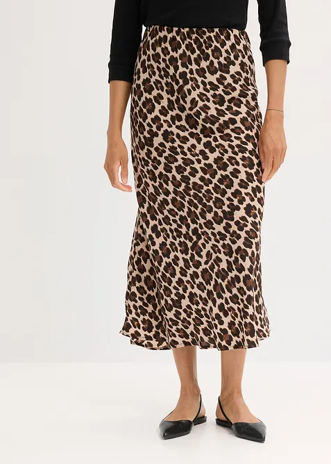 Midiskjørt av fint fallende sateng, bonprix