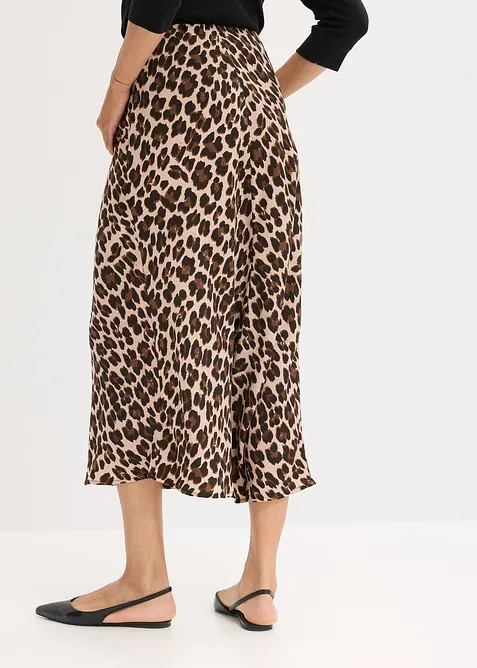 Midiskjørt av fint fallende sateng, bonprix