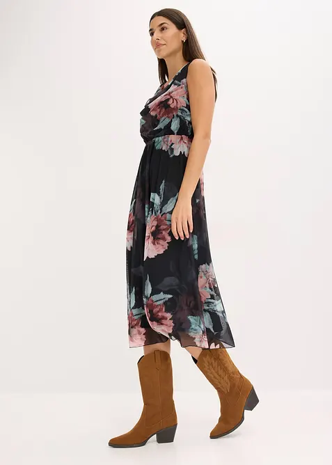 Midikjole i myk mesh, bonprix