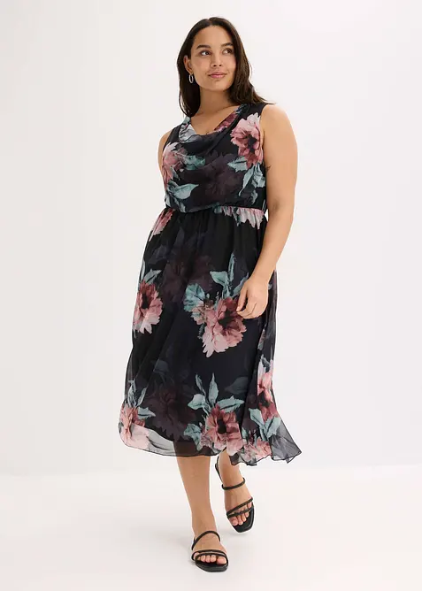 Midikjole i myk mesh, bonprix