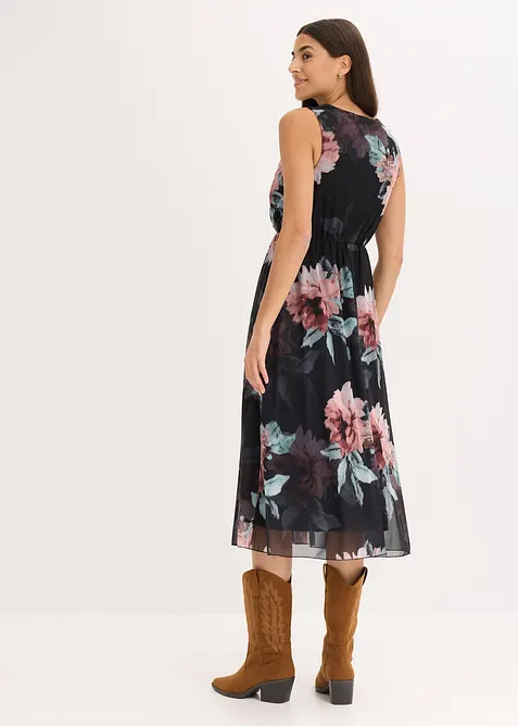 Midikjole i myk mesh, bonprix