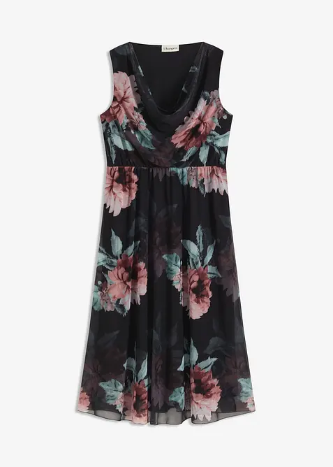 Midikjole i myk mesh, bonprix