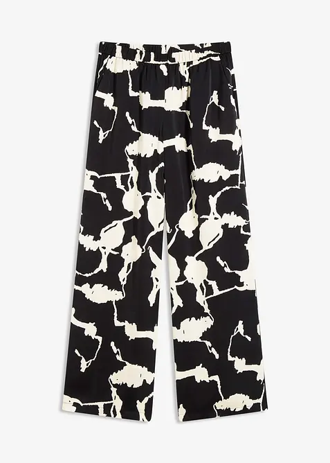 Bukse i lett sateng med vide ben, bonprix