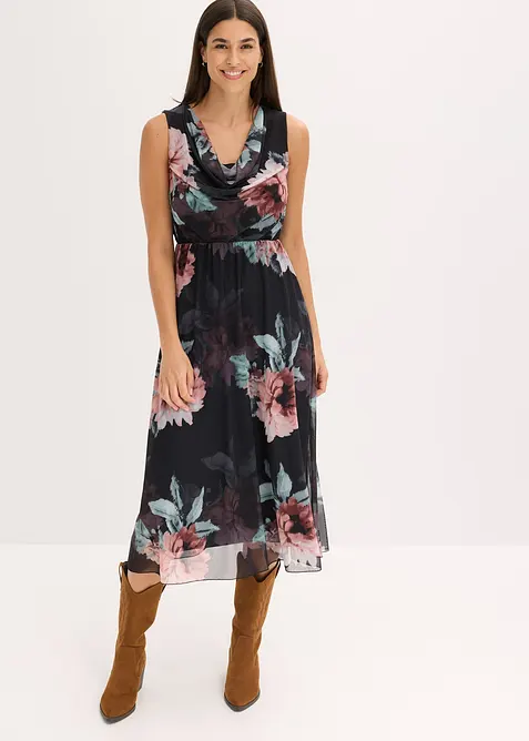 Midikjole i myk mesh, bonprix