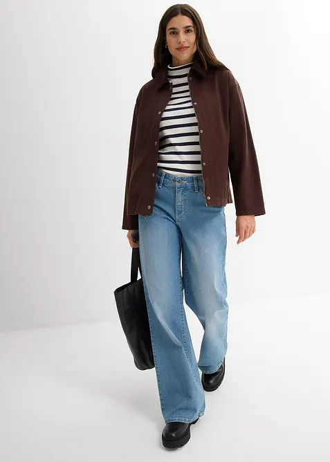 Lett twilljakke med krage i kordfløyel, bonprix