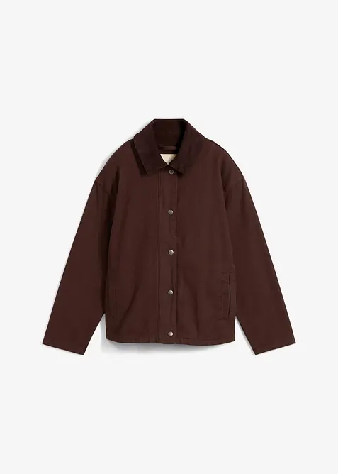 Lett twilljakke med krage i kordfløyel, bonprix