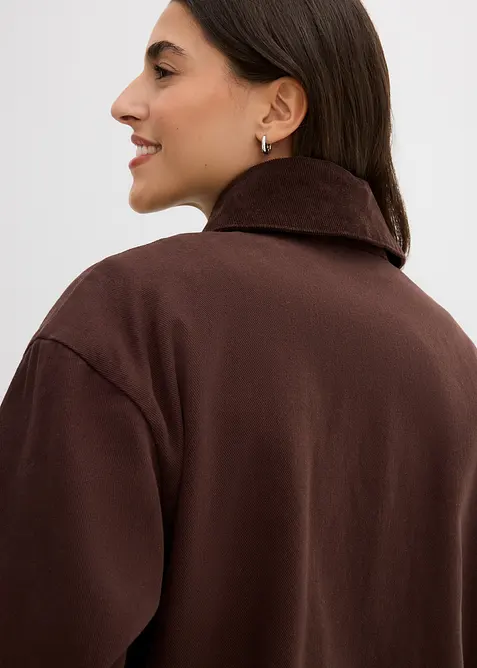 Lett twilljakke med krage i kordfløyel, bonprix