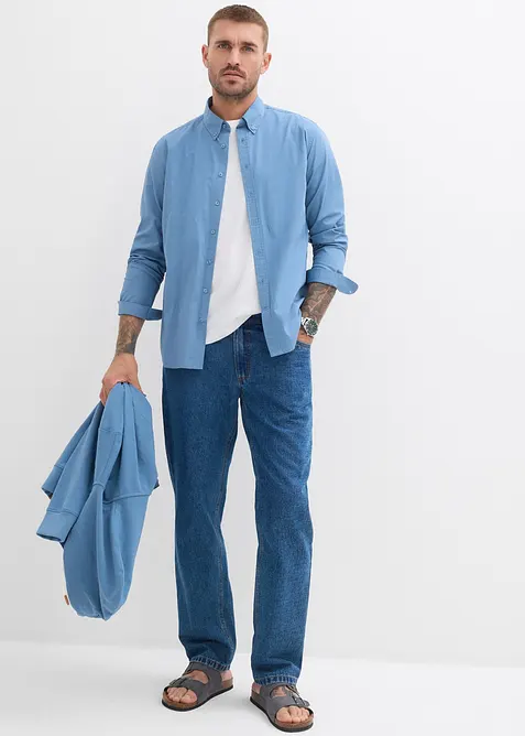 Langarmet skjorte av 100% bomull med patches, bonprix