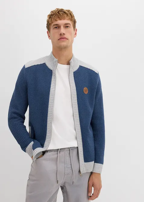 Grovstrikket cardigan med ståkrage, bonprix