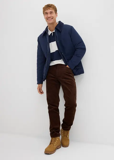 Slim Fit-kordfløyelsbukse med stretch og komfortsnitt, bonprix