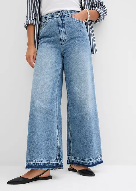 Wide Leg-jeans High Waist, cropped, bonprix