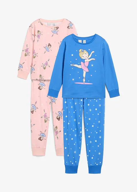 2 pyjamaser i 100% økologisk bomull (4-delt sett), bonprix