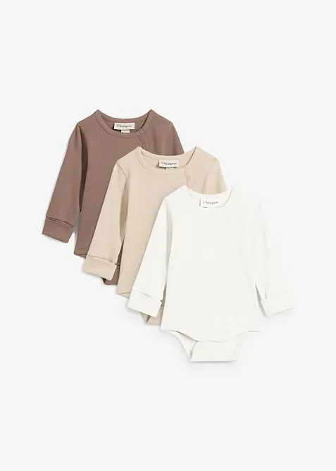 Langermet body i 100% bomull (3-pack), bonprix