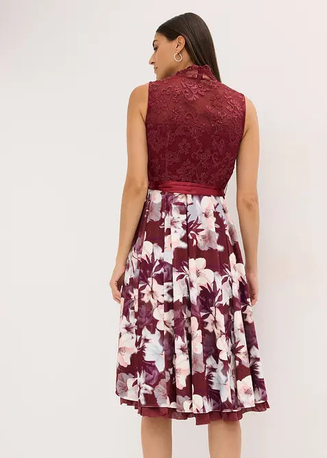 Tyrolerkjole med broderi og skjørt i fløyel (2-delt sett), bonprix