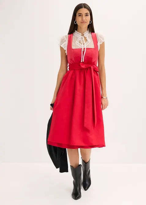 Tyrolerbluse i tynn tyll med prikkemønster, bonprix