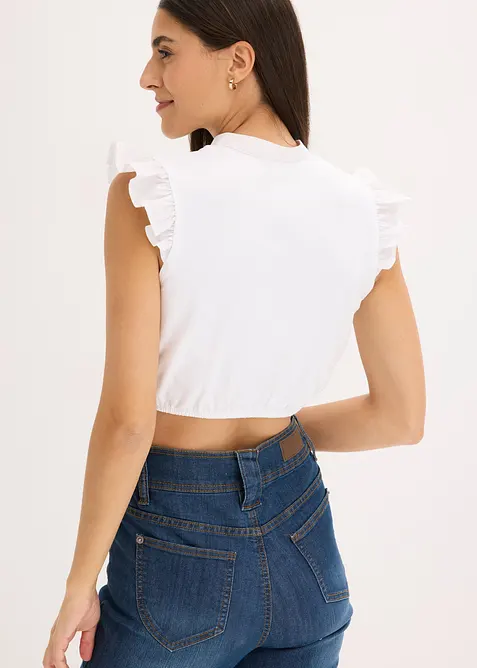 Tyrolerbluse med ståkrage og rysjeermer, bonprix