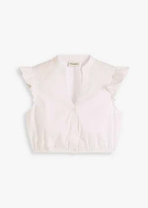 Tyrolerbluse med ståkrage og rysjeermer, bonprix