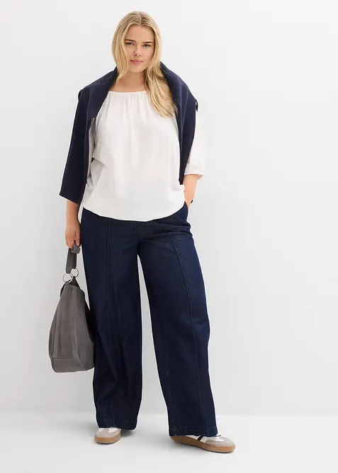 Trikotbluse i 100% &oslash;kologisk bomull, bonprix