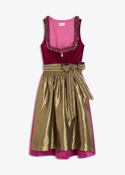 Dirndl med fl&oslash;yel i midi-lengde (2-delt sett), bonprix