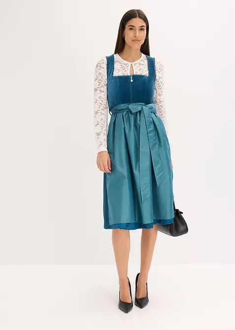 Dirndl med fl&oslash;yel i midi-lengde (2-delt sett), bonprix