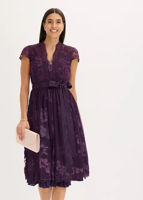 Dirndl med broderi og fløyelsskjørt (2-delt sett), bonprix