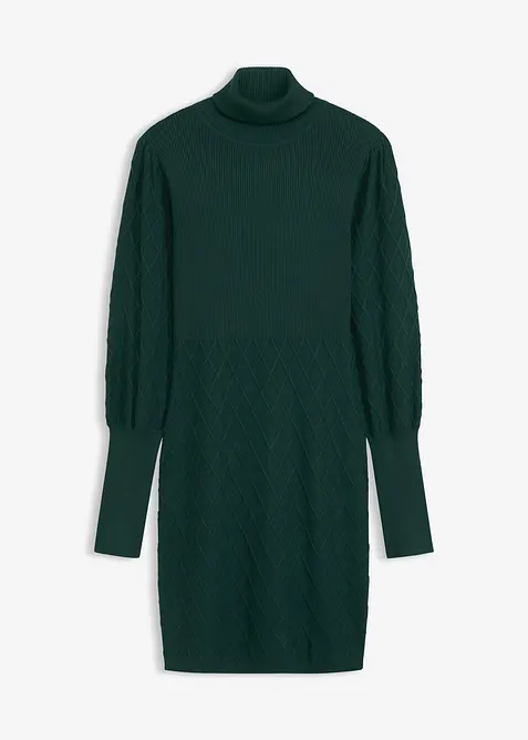 Strikkekjole med rullekrage, bonprix