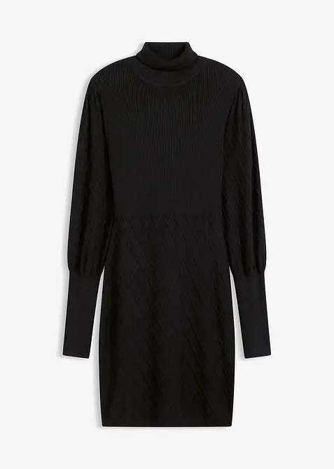 Strikkekjole med rullekrage, bonprix