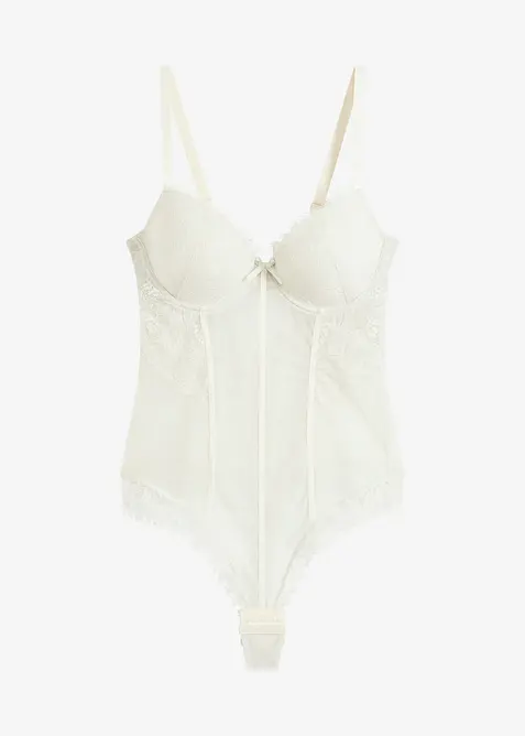 Stringbody med elastiske blonder, bonprix