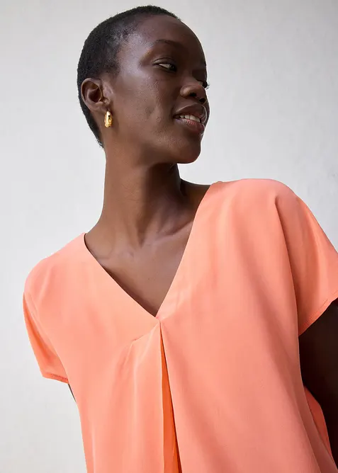 Topp med silke og vevd innfelling, bonprix