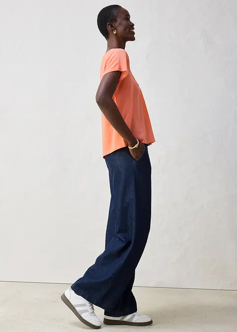 Topp med silke og vevd innfelling, bonprix