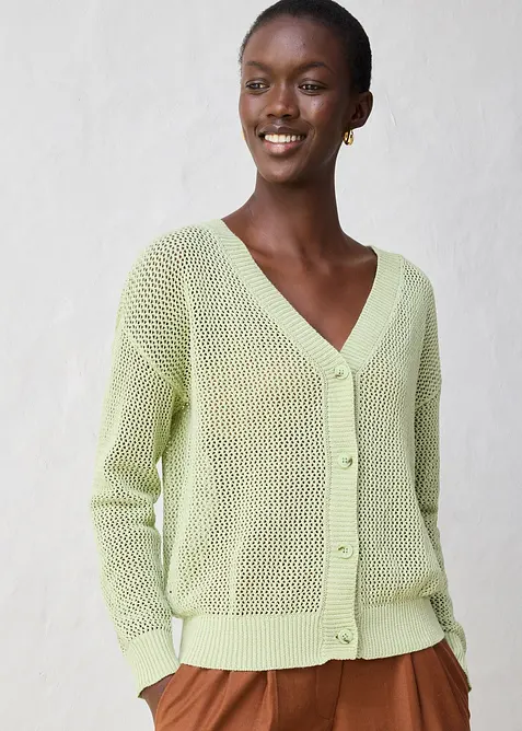 Cardigan med hullmønster, bonprix