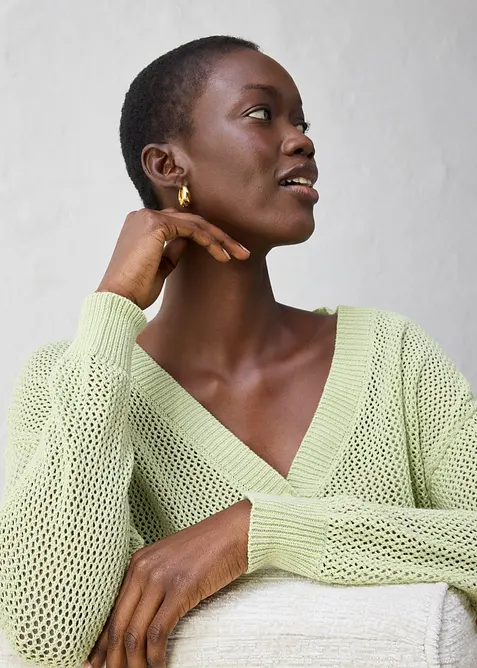 Cardigan med hullmønster, bonprix