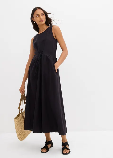 Maxikjole i lett lin-/viskosemiks, bonprix