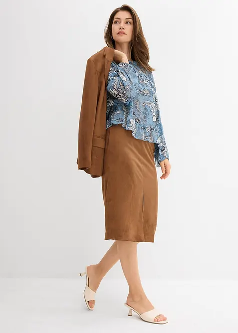 Chiffonbluse med rysjer, bonprix