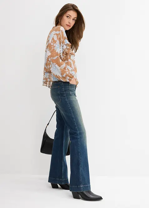 Chiffonbluse med rysjer, bonprix