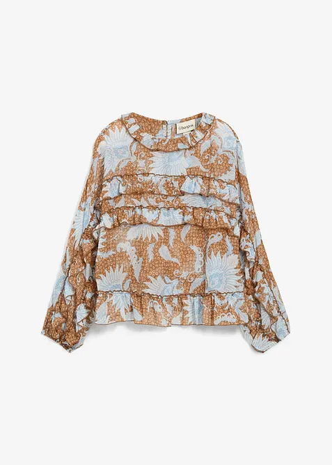 Chiffonbluse med rysjer, bonprix