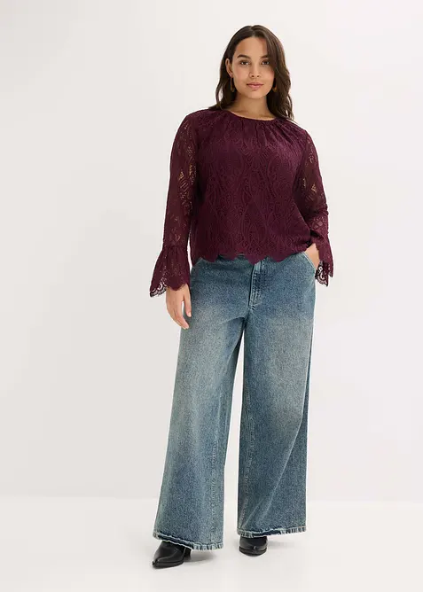 Bluse med volanger, bonprix