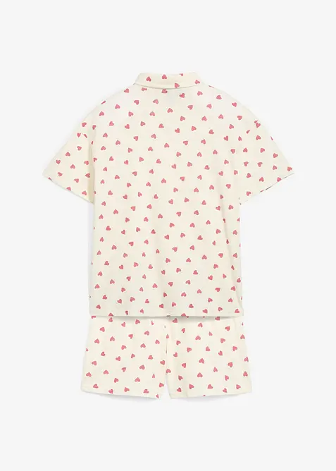 Kort pyjamas av 100% økologisk bomull med knappestolpe (sett i 2 deler), bonprix