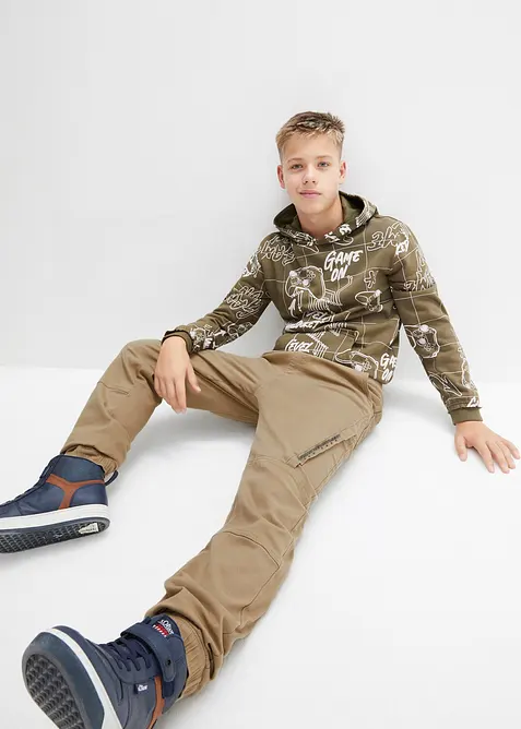 Varm, Loose Fit-pull on-bukse med jerseyfôr, bonprix